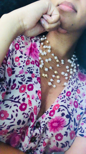 Multi layer pearl necklace