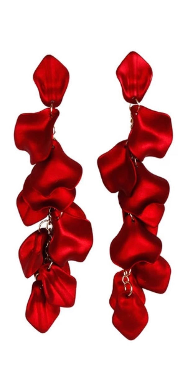 Rose Petal Tassle Earrings